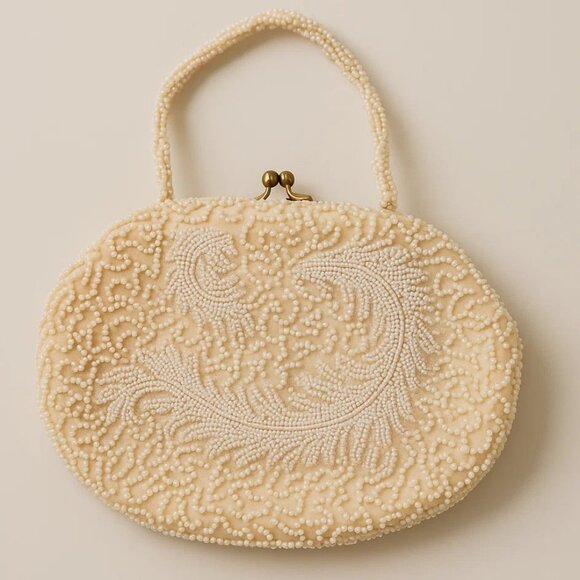 Vintage 50s 60s Beaded Mini Purse European Wedding Bride Formal Event Fancy Cute - Picture 1 of 9